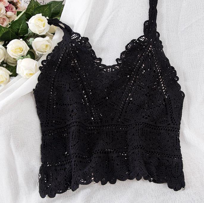 Hollow lace outer knit vest