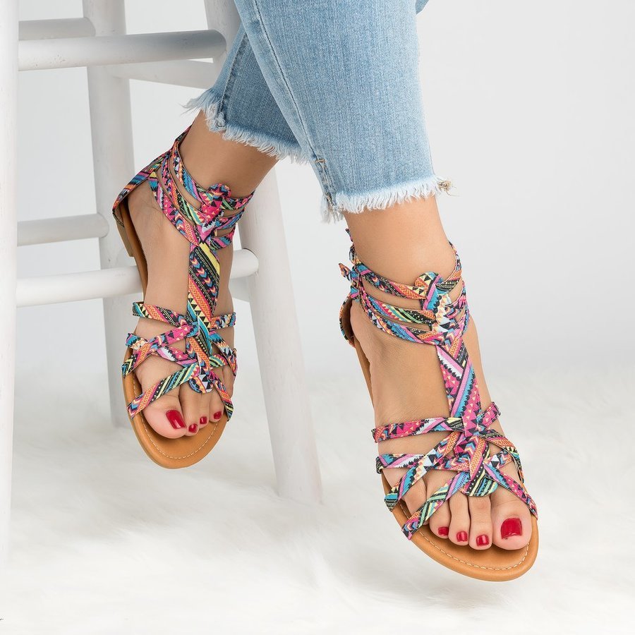 Colorful Lace Roman Plus Size Sandals