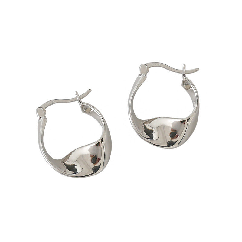 Women's sterling silver glossy twist earrings