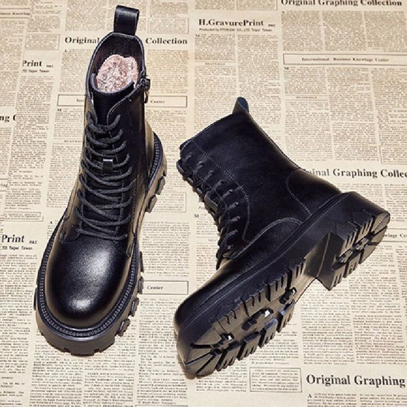 Women's New Autumn And Winter Plus Velvet Thick Thick-soled Martin Boots