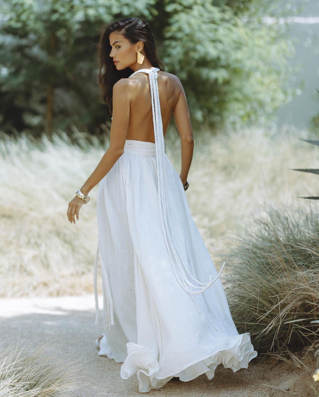 Vacation Blouse Sexy Backless Lace Up Solid Color Dress
