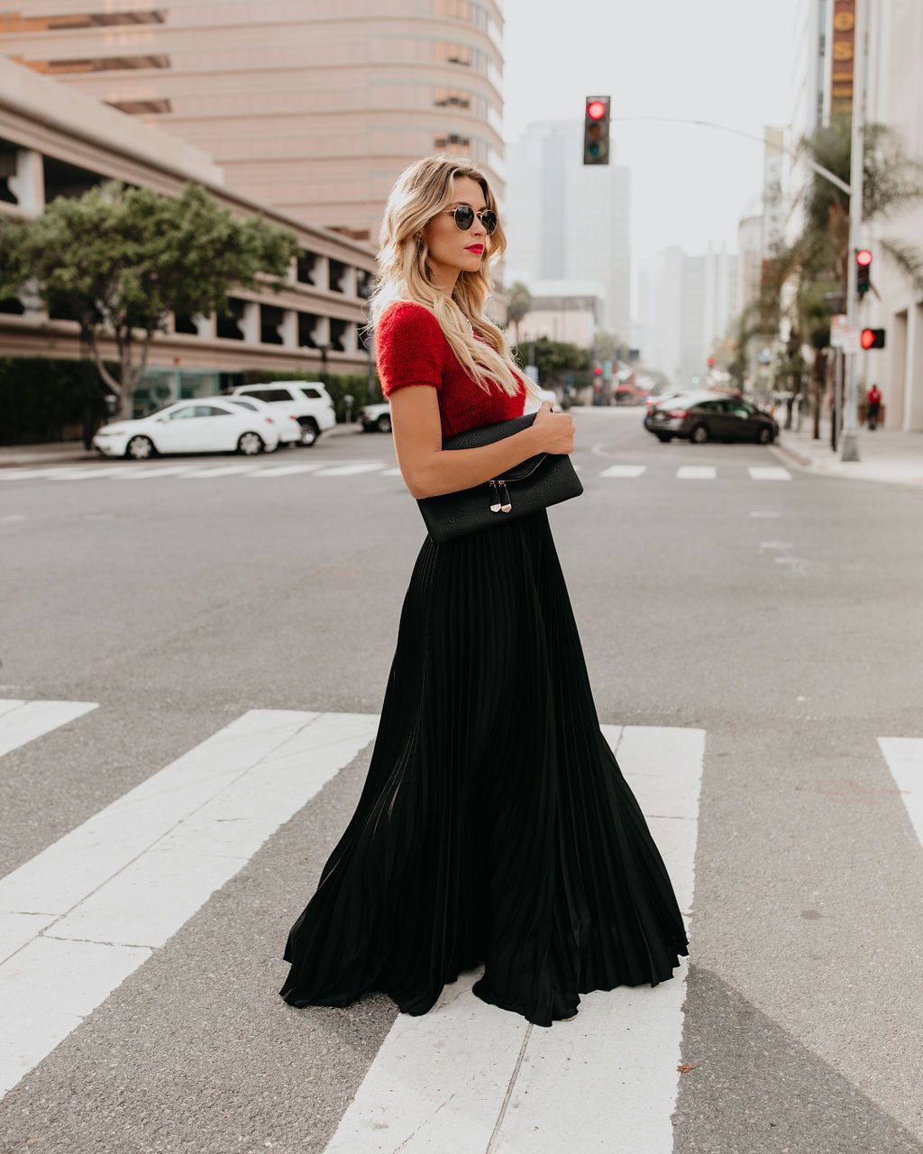 High waist pleated bust skirt