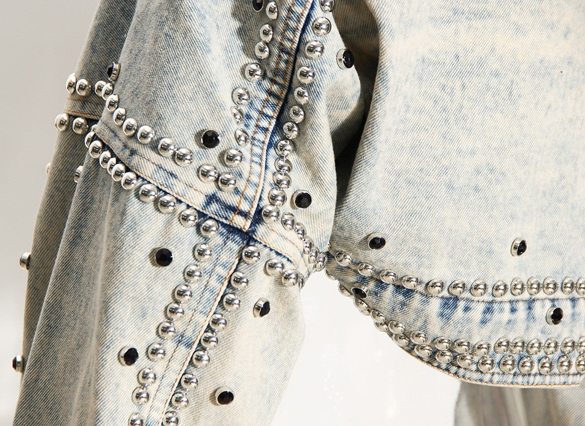 Women's High Waisted Shawl Denim Short Jacket