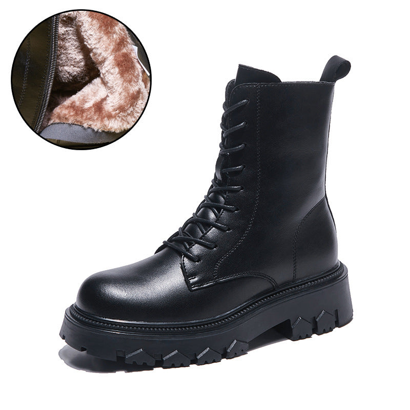Women's New Autumn And Winter Plus Velvet Thick Thick-soled Martin Boots