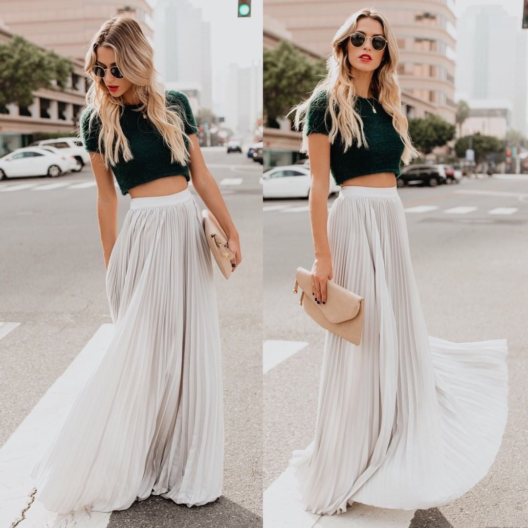High waist pleated bust skirt