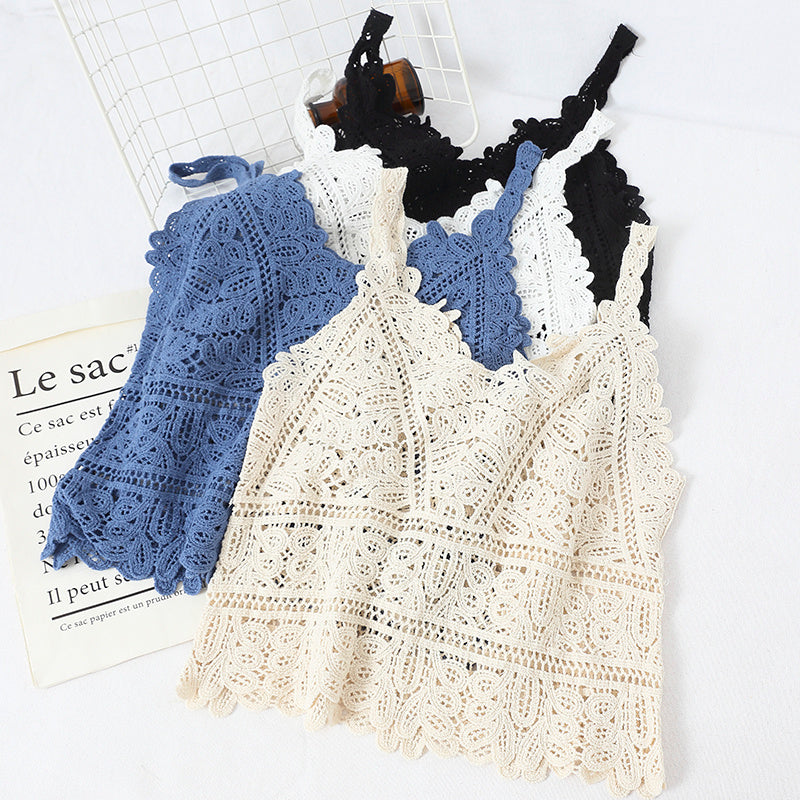 Hollow lace outer knit vest