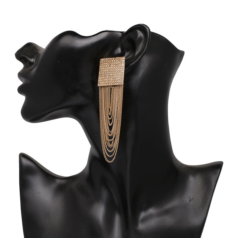 Long metal chain earrings