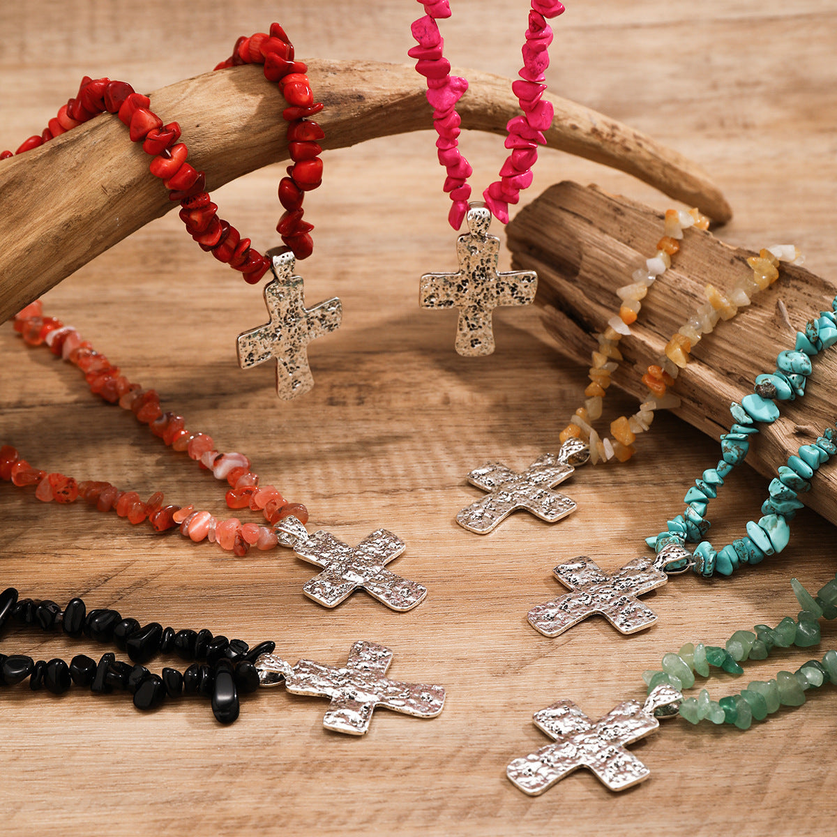 Retro Turquoise Beaded Gravel All-match Necklace