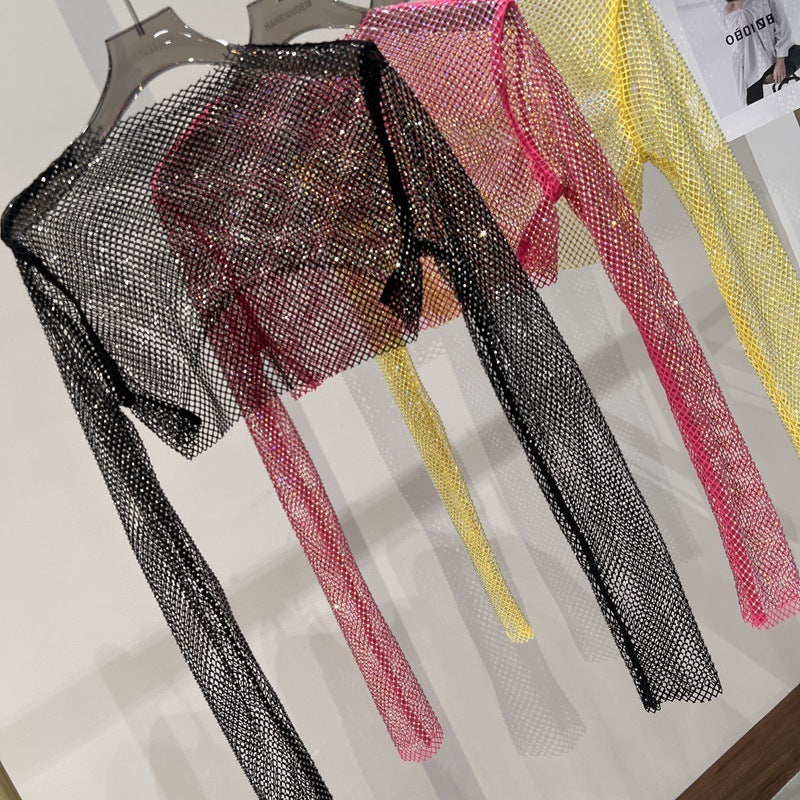Colored Diamond Short Top Mesh