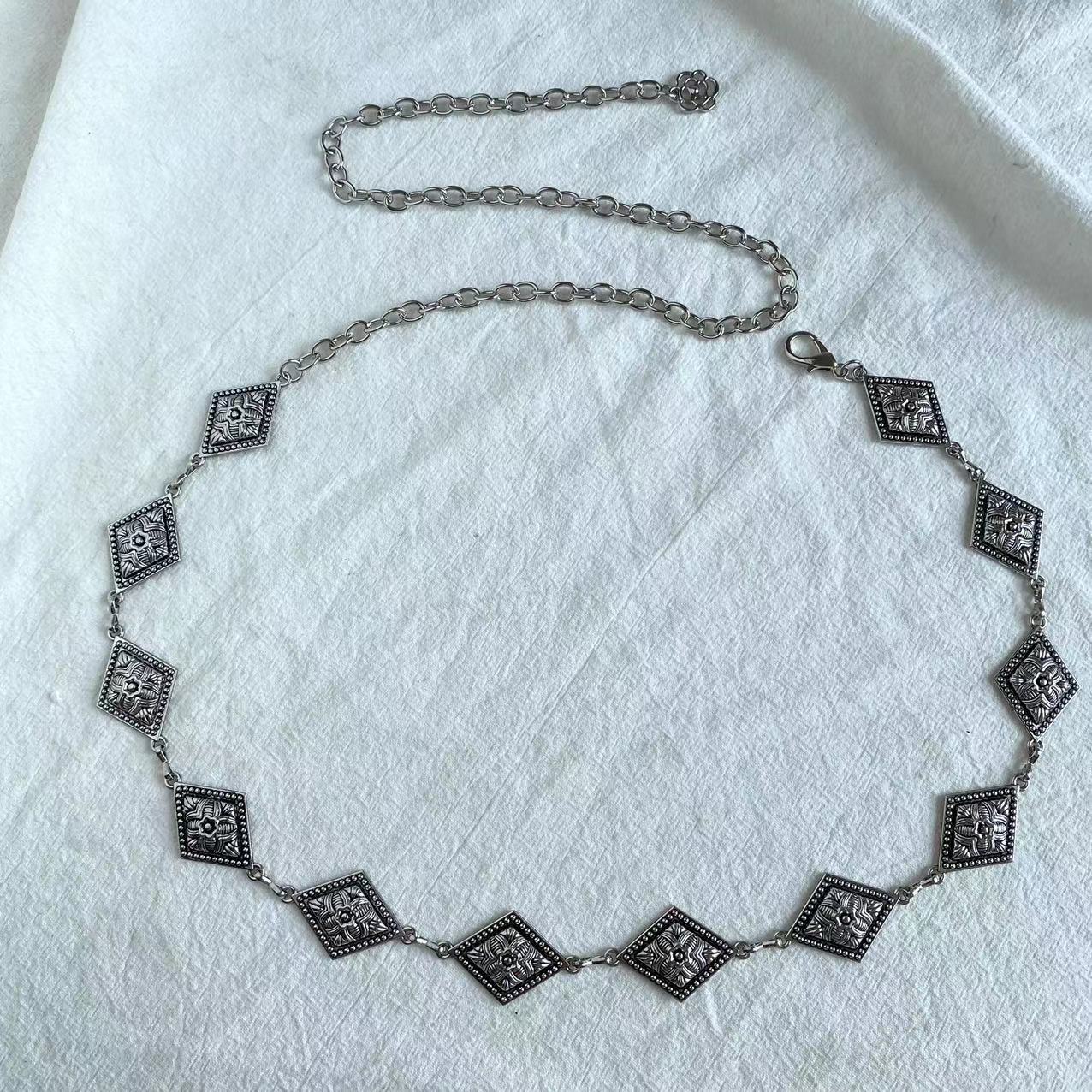 Geschnitzte geometrische Retro-Hüftkette für Damen
