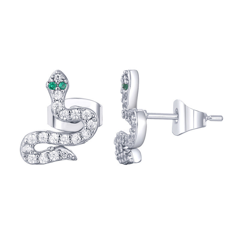 European And American Luxury Zircon Snake Stud Earrings