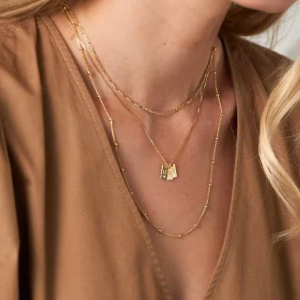 Mini Small Square Custom Initial Birthstone Necklace