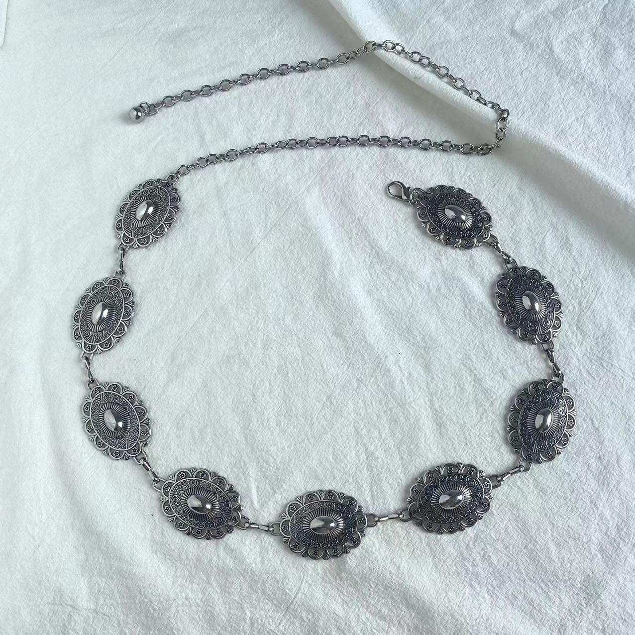 Geschnitzte geometrische Retro-Hüftkette für Damen