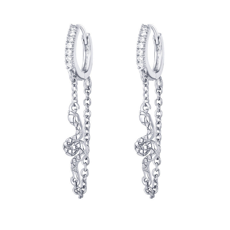 European And American Luxury Zircon Snake Stud Earrings
