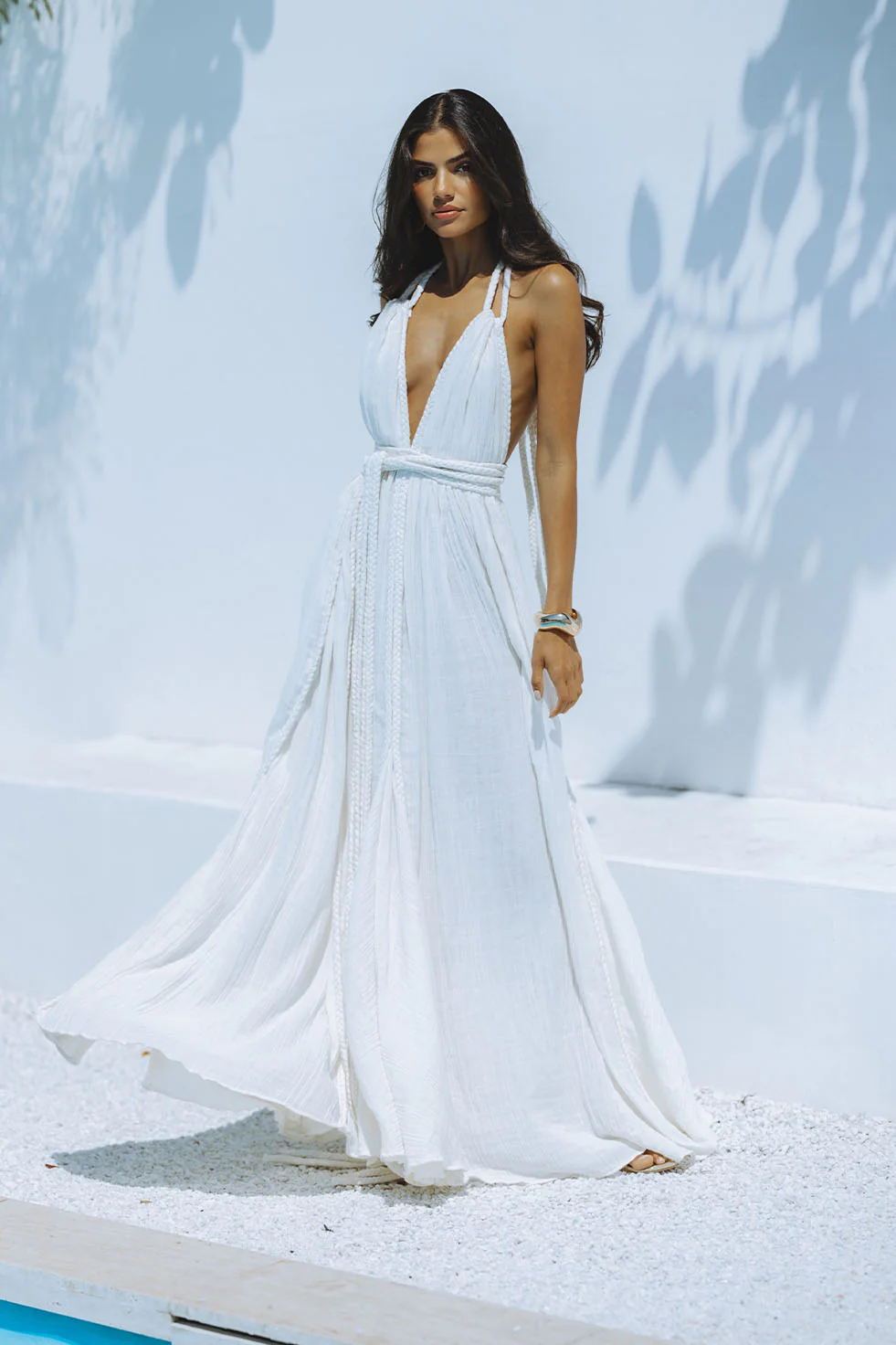 Vacation Blouse Sexy Backless Lace Up Solid Color Dress