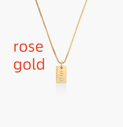 Mini Small Square Custom Initial Birthstone Necklace