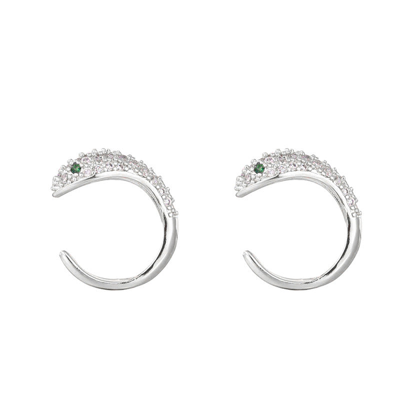European And American Luxury Zircon Snake Stud Earrings