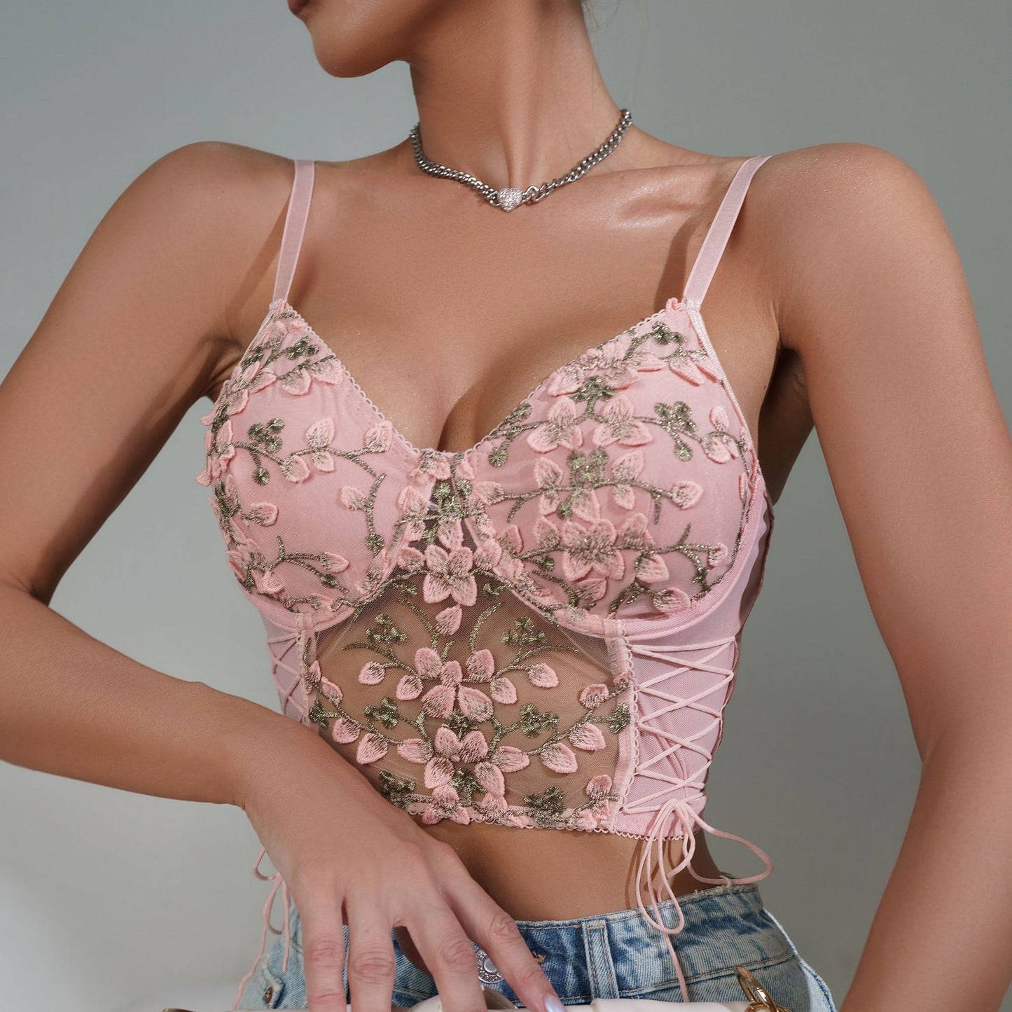 Women's Embroidered Waist Girdling Band Pure Desire Camisole