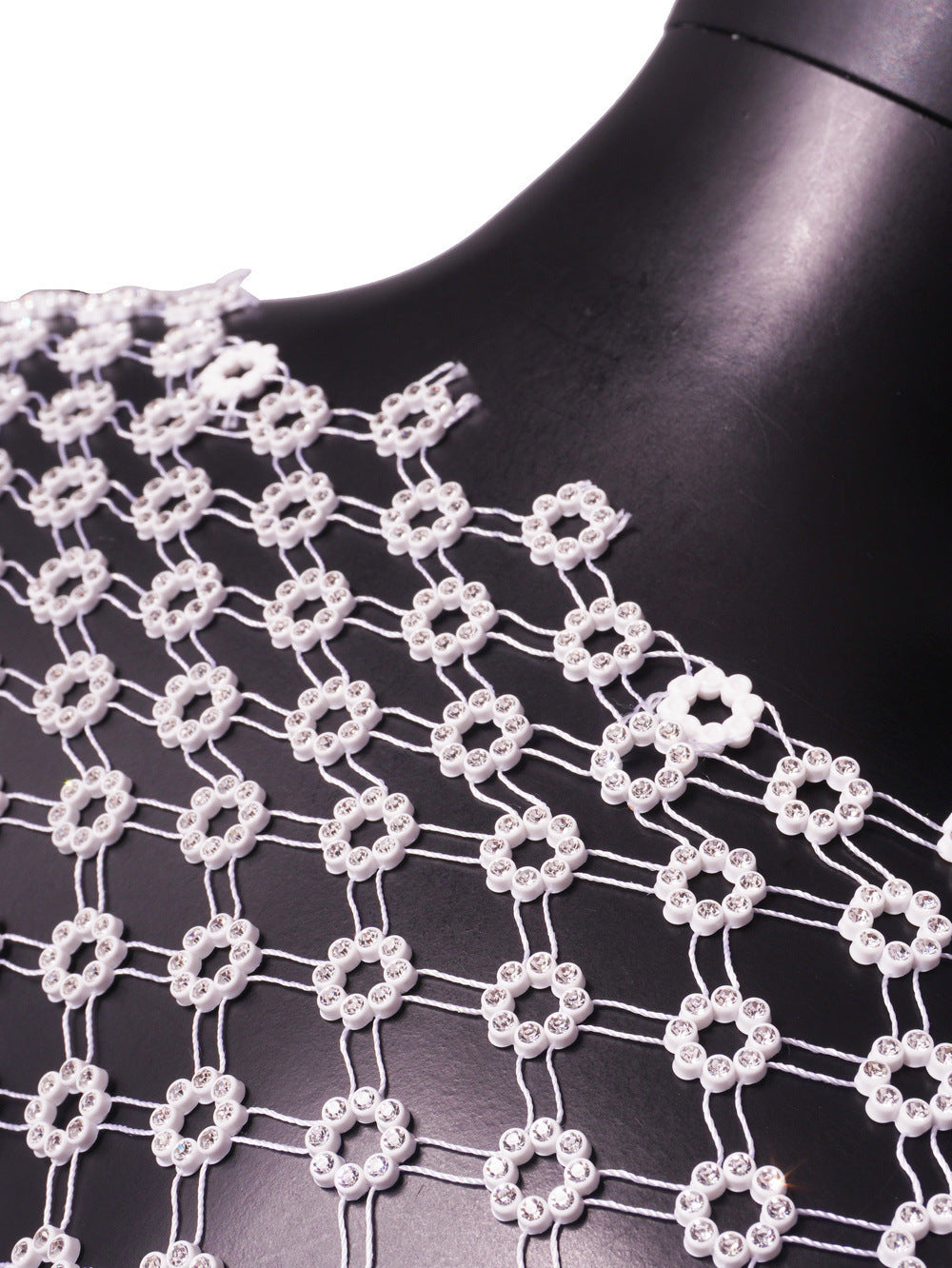 Women's Fashion Hollowed-out Mesh Rhinestone Small Top