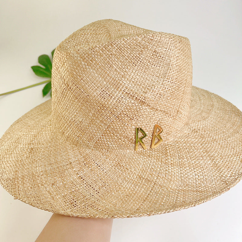 Ladies Summer Gold Chain Treasure Straw Hat