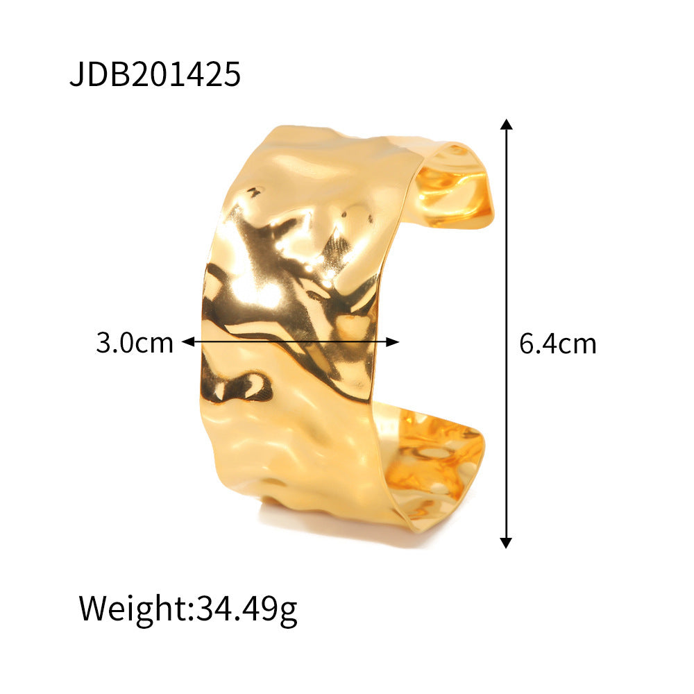 Edelstahl Hammer Muster Breite Oberfläche Armband Weiblichen Nicht-verblassen Titan Stahl Armband