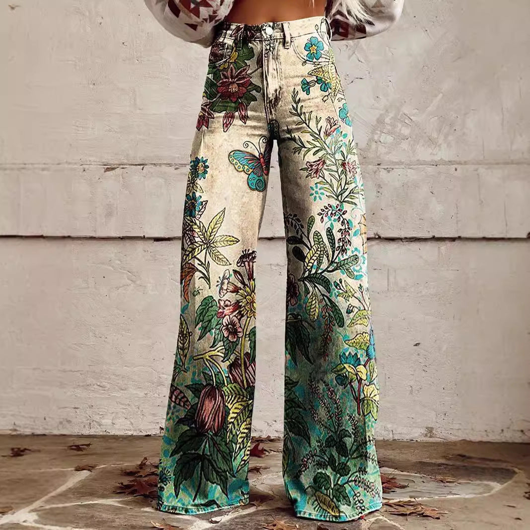 New 3D Thermal Transfer Speaker Simulation Denim Trousers Loose Pants All-matching
