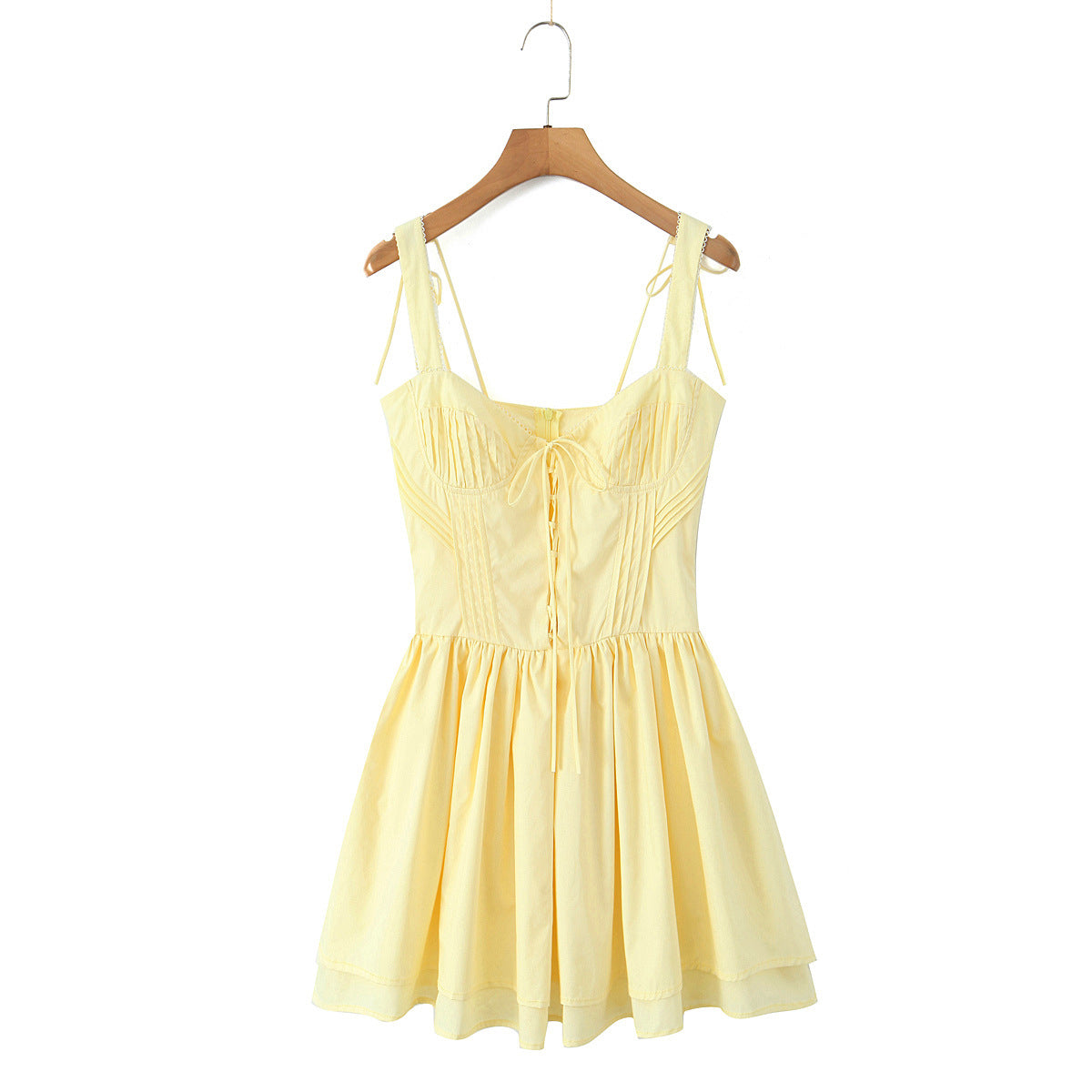 European And American Style Simple Solid Color Holiday Leisure Slim-fitting Patchwork Rope Sling Dress