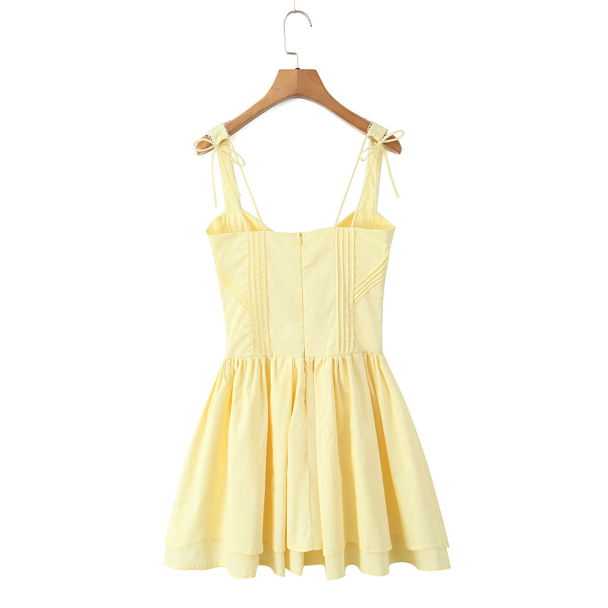 European And American Style Simple Solid Color Holiday Leisure Slim-fitting Patchwork Rope Sling Dress