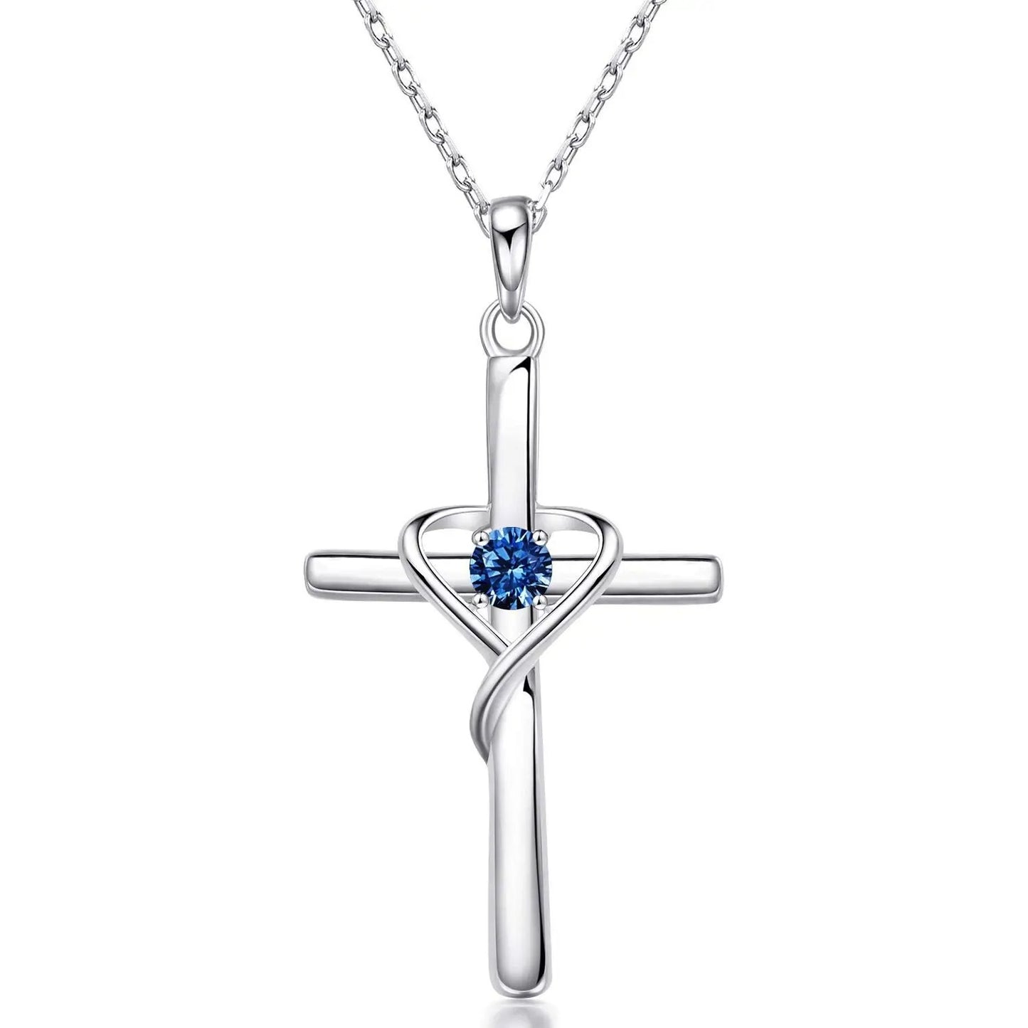 S925 Sterling Silver Cross Frame Pendant Clavicle Chain