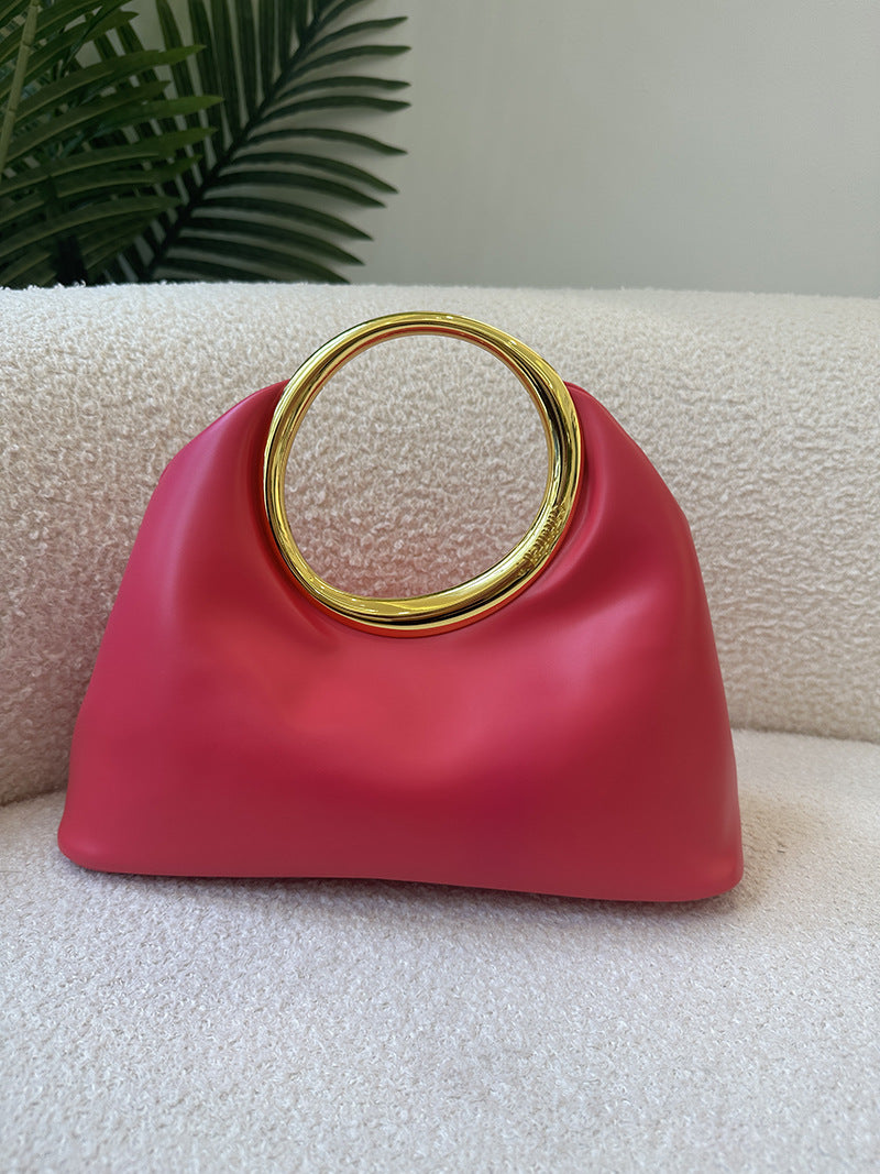 Simple Soft Leather Bag Hand Carrying Ring Hand-carrying