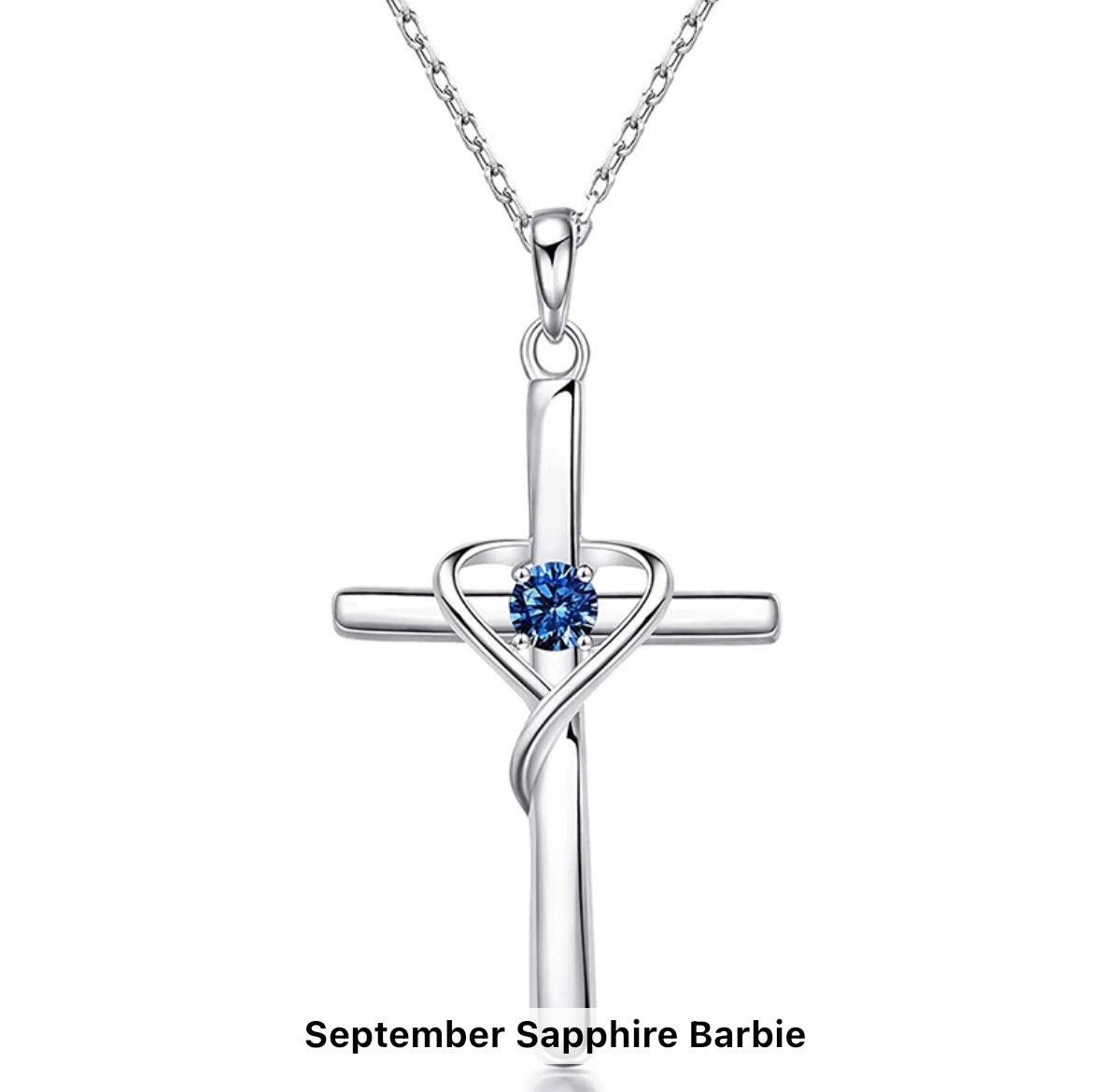 S925 Sterling Silver Cross Frame Pendant Clavicle Chain