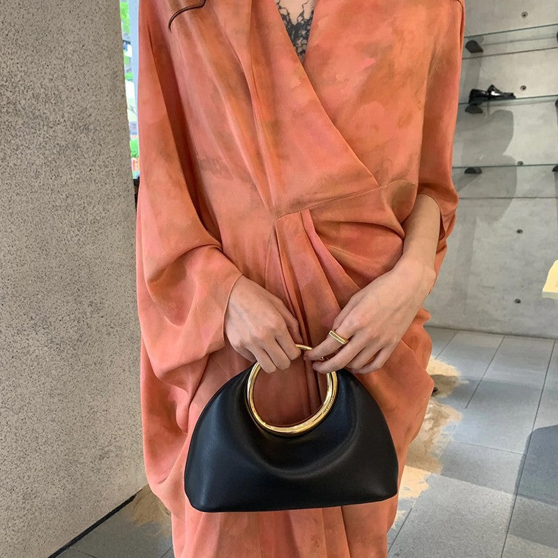 Simple Soft Leather Bag Hand Carrying Ring Hand-carrying
