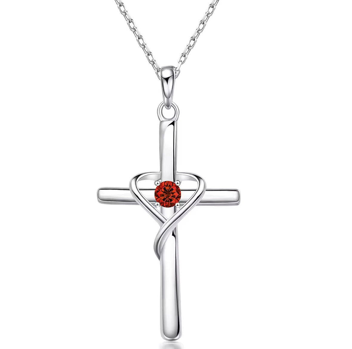 S925 Sterling Silver Cross Frame Pendant Clavicle Chain