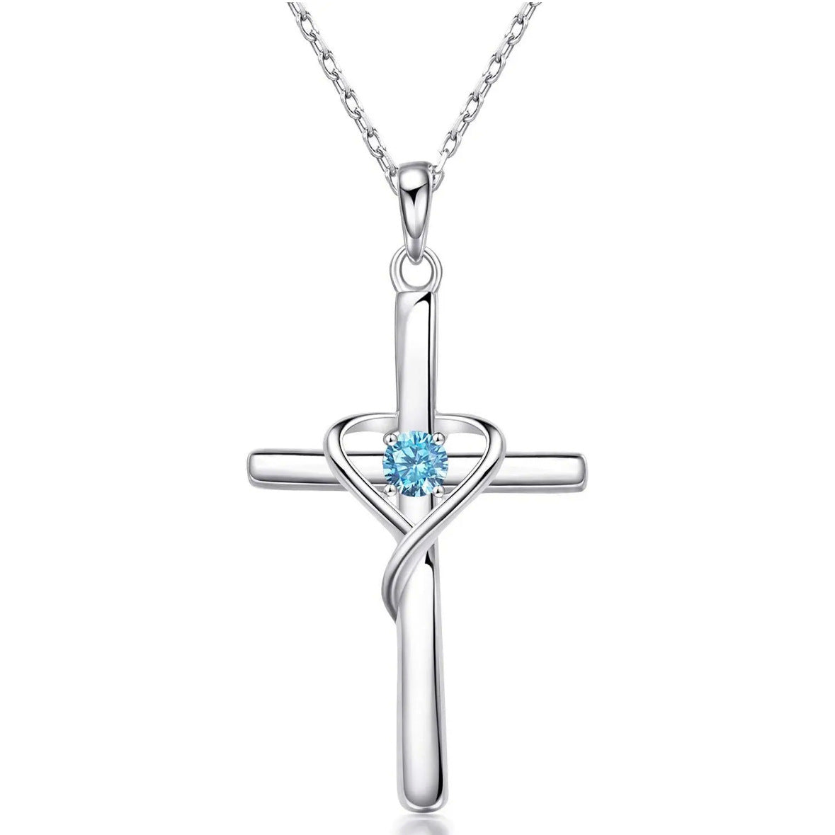 S925 Sterling Silver Cross Frame Pendant Clavicle Chain