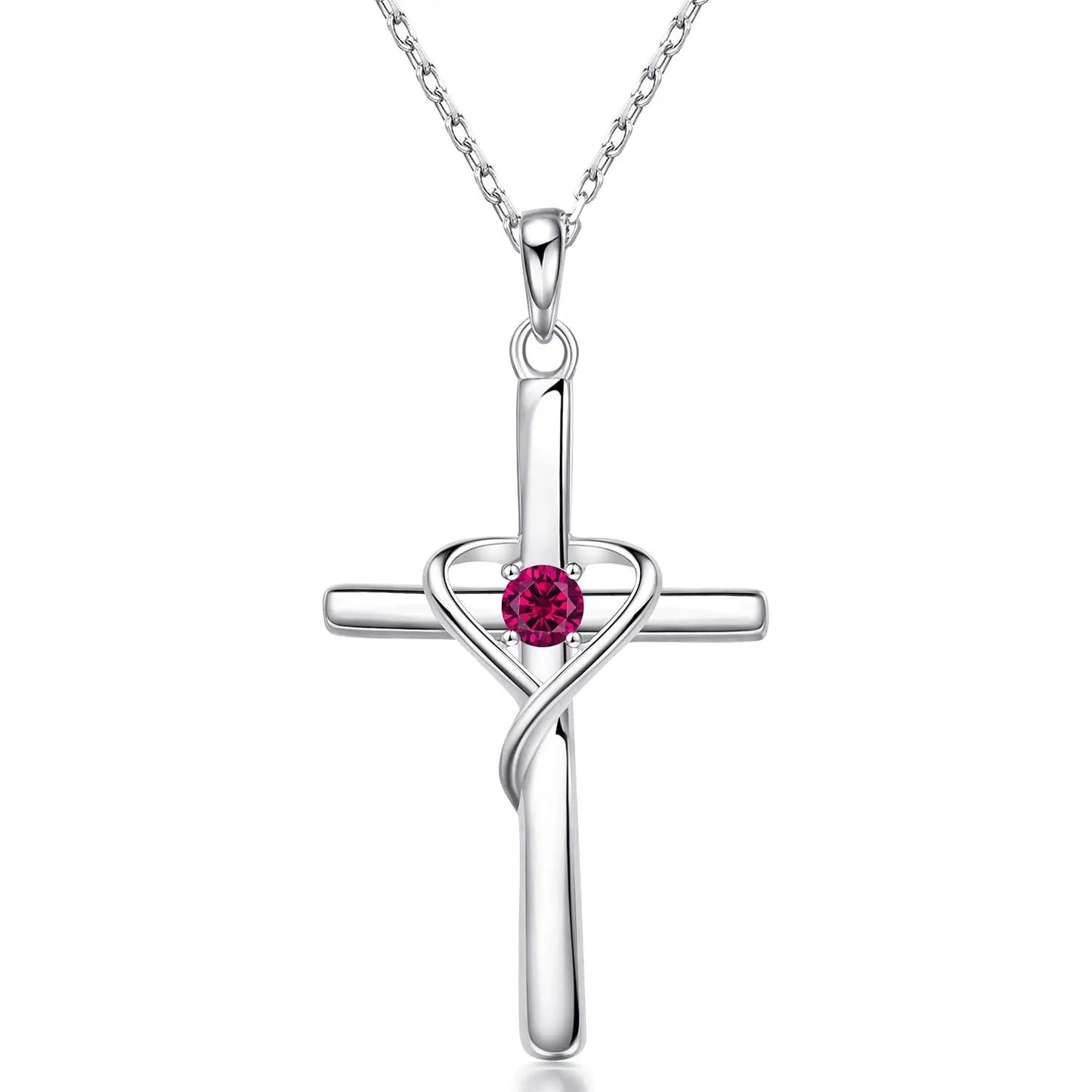 S925 Sterling Silver Cross Frame Pendant Clavicle Chain