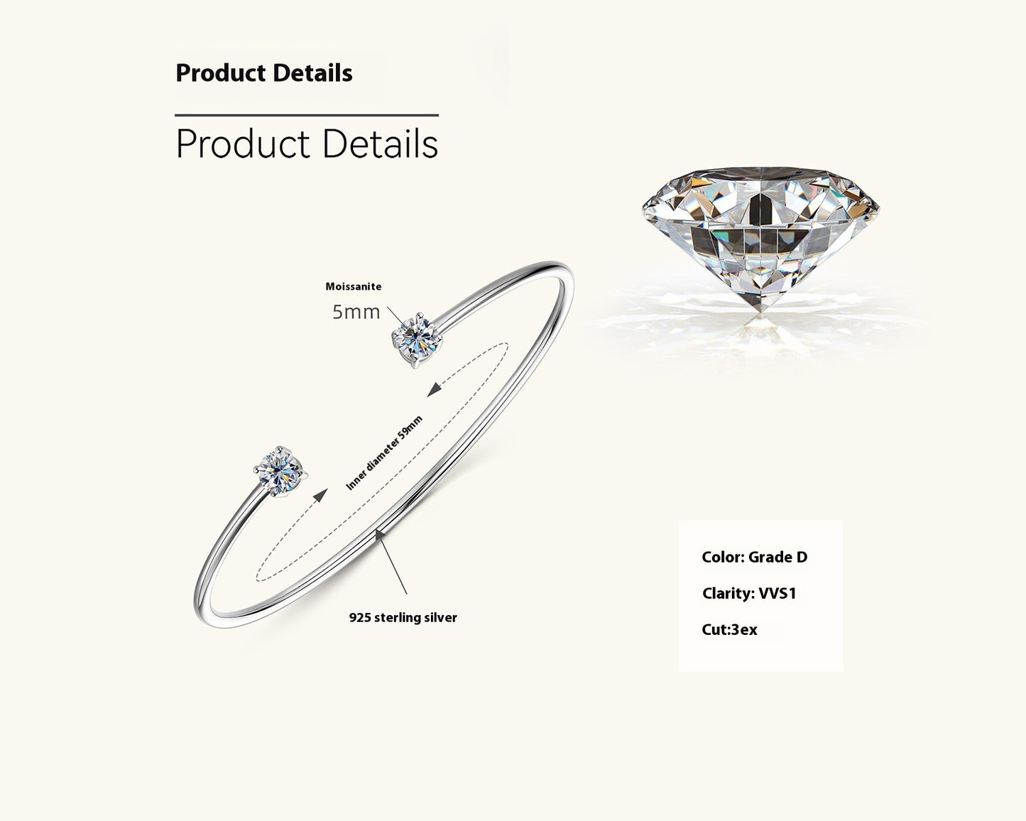 Ins Style Moissanite Bracelet Special-interest Design Simple