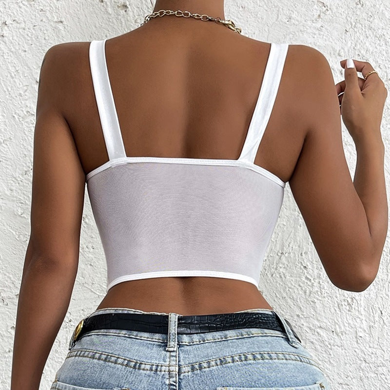 Christmas Sling Splicing Mesh Perspective Vest