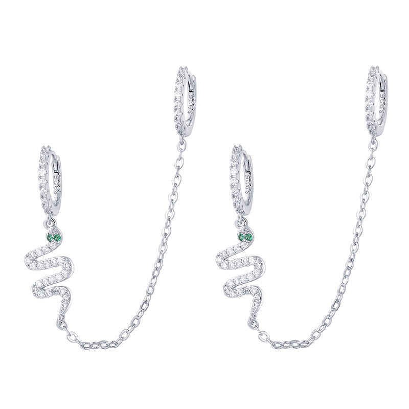 European And American Luxury Zircon Snake Stud Earrings