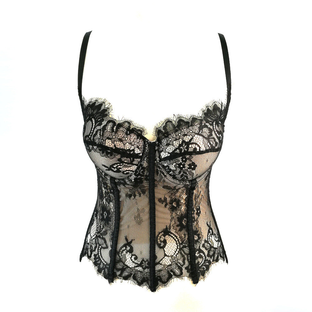 Black Lace Sexy Cutout Camisole Slim Vest