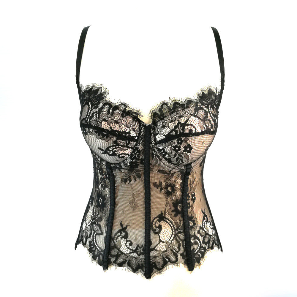 Black Lace Sexy Cutout Camisole Slim Vest