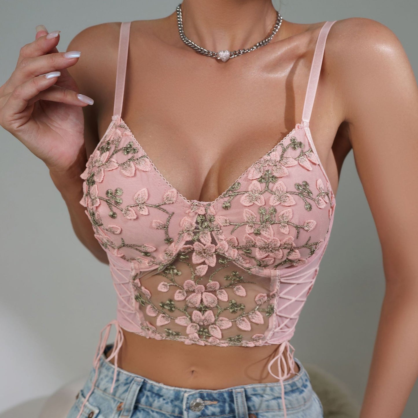 Women's Embroidered Waist Girdling Band Pure Desire Camisole