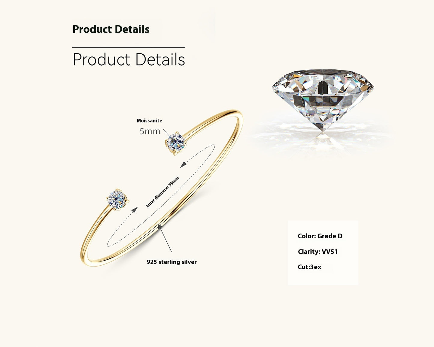 Ins Style Moissanite Bracelet Special-interest Design Simple