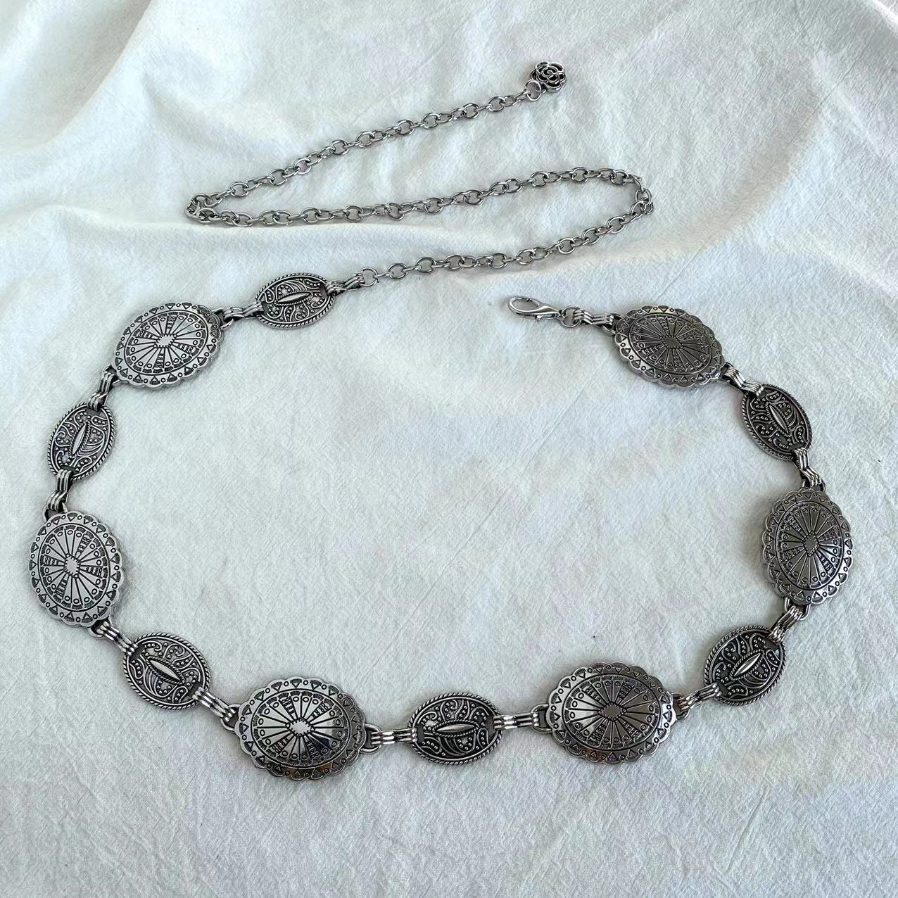 Geschnitzte geometrische Retro-Hüftkette für Damen