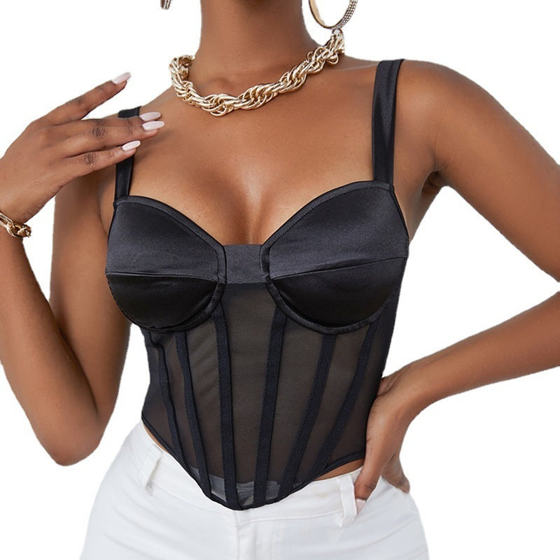 Christmas Sling Splicing Mesh Perspective Vest