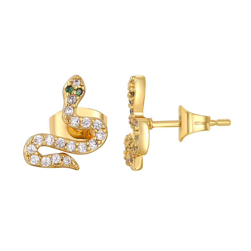 European And American Luxury Zircon Snake Stud Earrings