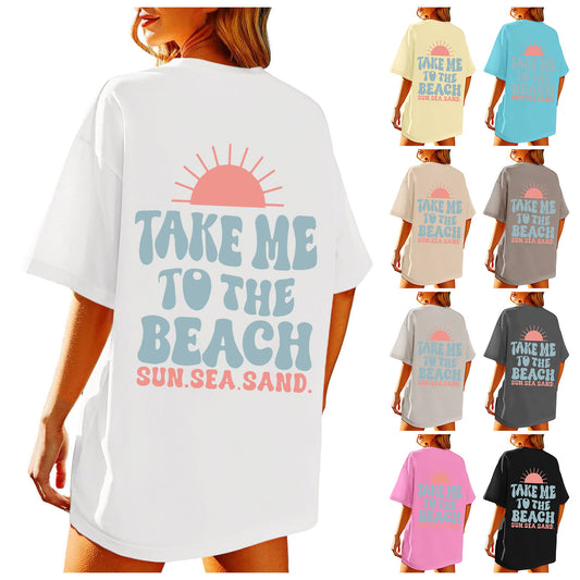 Women's Round Neck Printed Cotton T-shirt