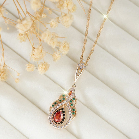 Pomegranate Red Black Diamond Emerald Vakarufalhi Sweet Elegant Necklace