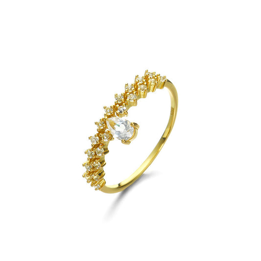 14 Karat Gold Natürlicher Weißer TopA Wassertropfenring