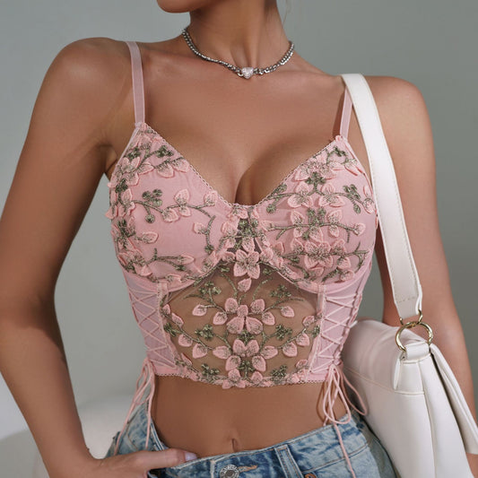 Women's Embroidered Waist Girdling Band Pure Desire Camisole