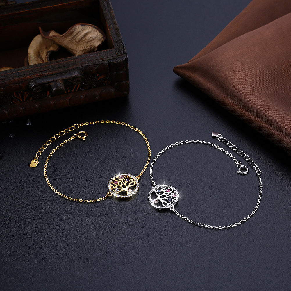 925 Sterling Silver Crystal Life Tree Bracelets For Women